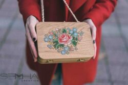 Sac à main en bois - carré florale – Semha