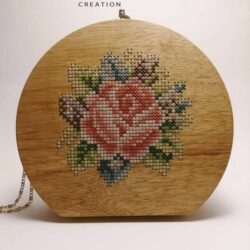 Sac à main en bois - rond-florale1 – Semha