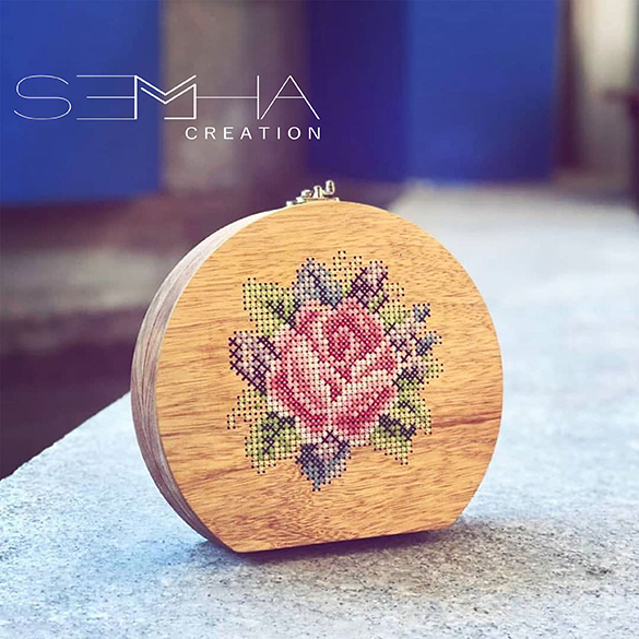 Sac à main en bois - rond-florale – Semha